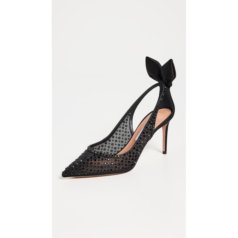 Aquazzura Bow Tie Crystal Tulle Pumps 85mm