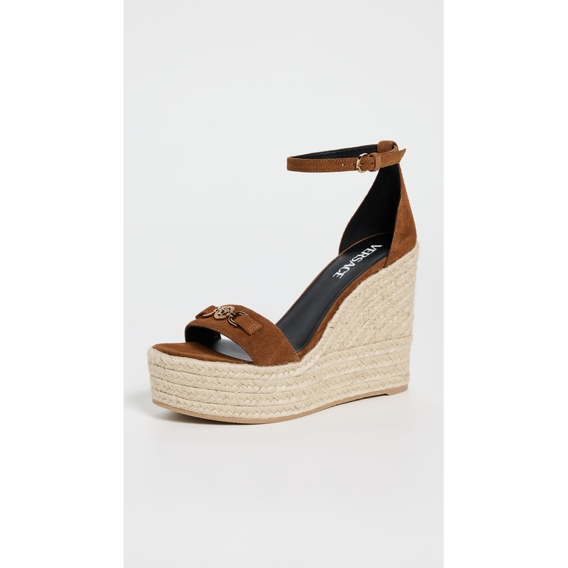 Versace Suede Leather Espadrille Wedges