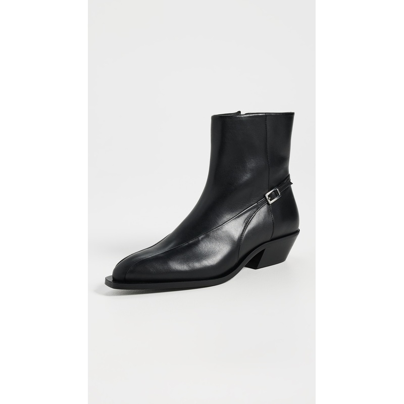 ALOHAS Lizzie Black Leather Ankle Boots