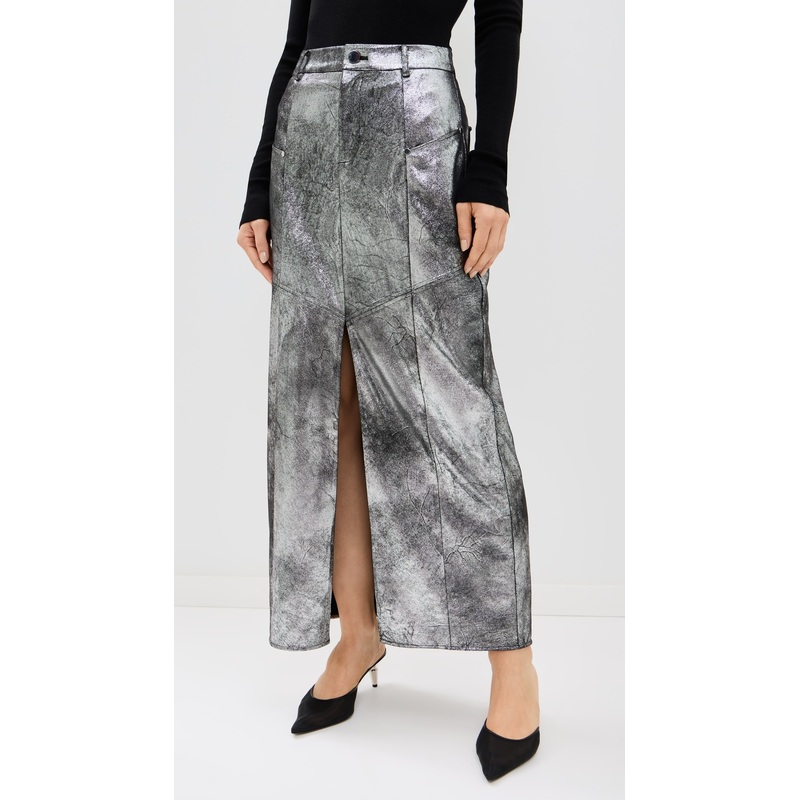 AMUR Jil Midi Faux Leather Skirt