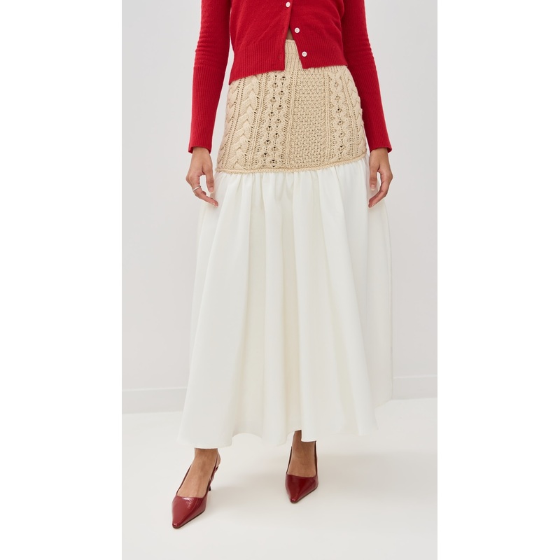 Lingua Franca Mekas Knit Combo Drop Waist Skirt