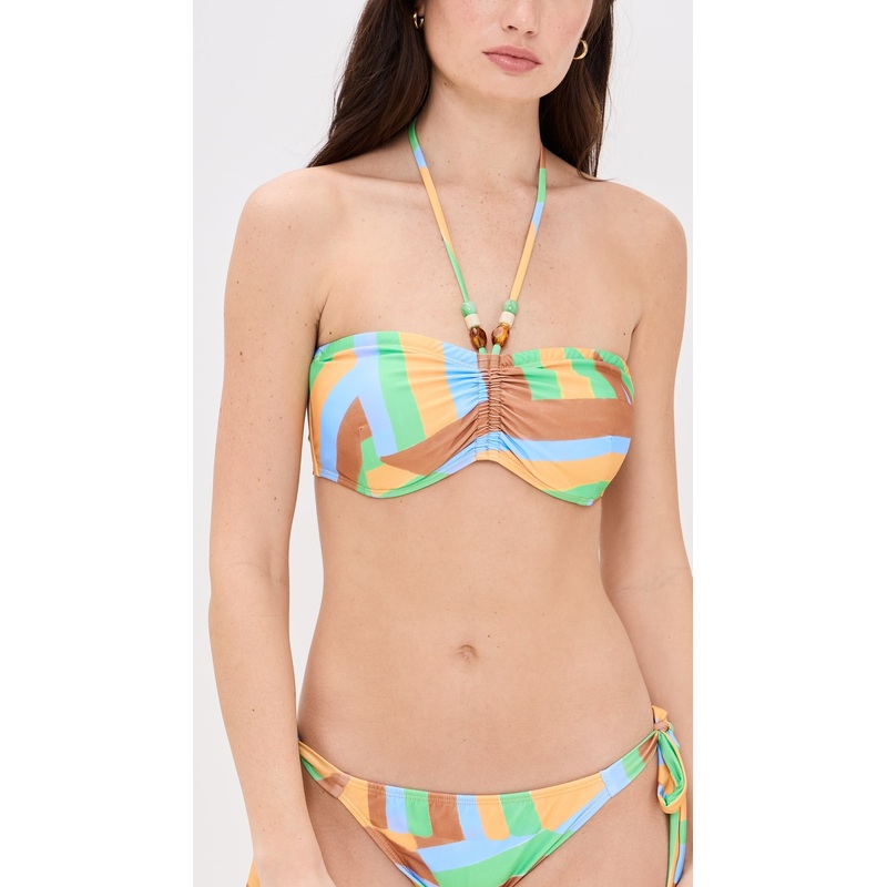 Shoshanna Lagos Geometric Cinched Bandeau Bikini Top