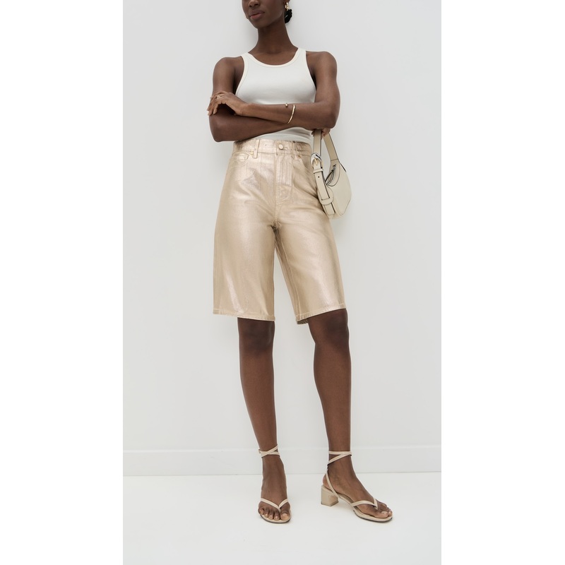 Veronica Beard Jean Charlotte Mid Rise Metallic Shorts