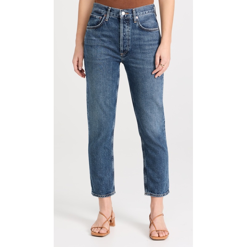 AGOLDE Riley Crop: High Rise Straight Jeans