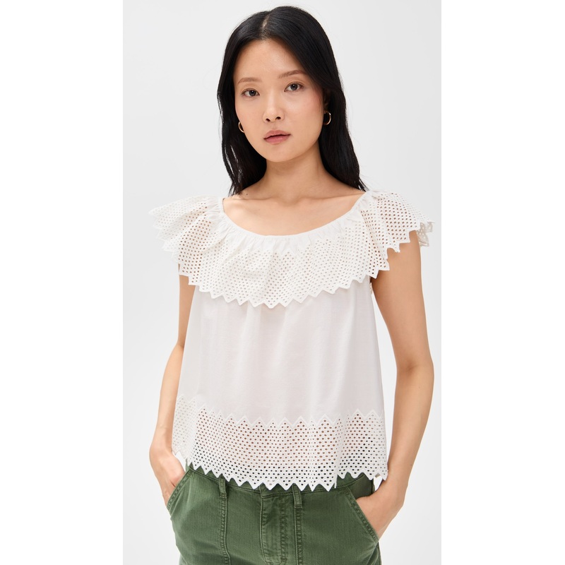 THE GREAT. The Westport Top with Honeycomb Eyelet