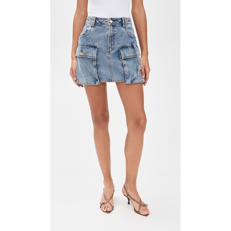 Aje Juno Denim Micro Mini Skirt
