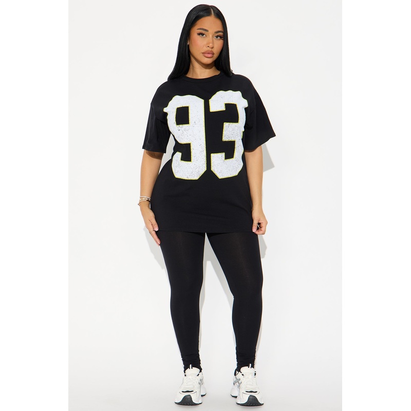 93 Sporty Vibe Graphic Pant Set – Black