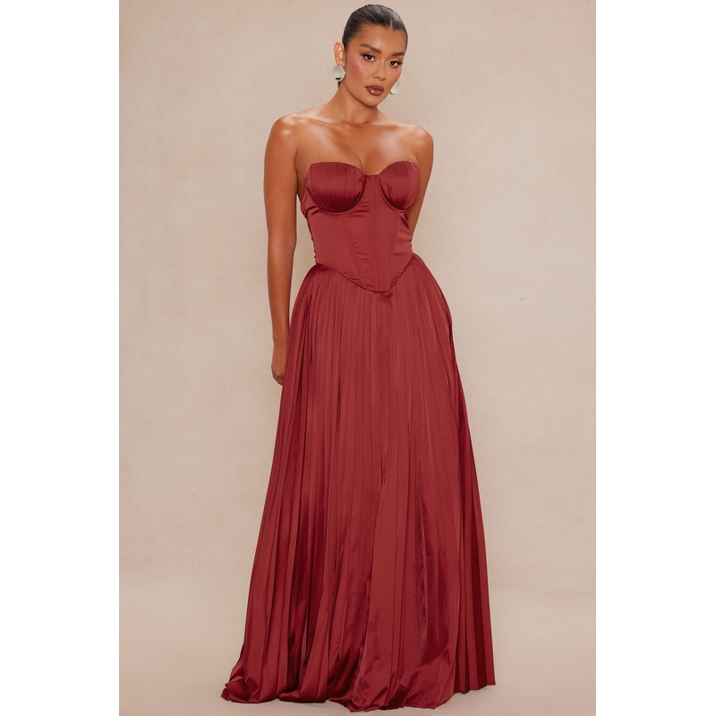 Addison Satin Gown – Burgundy