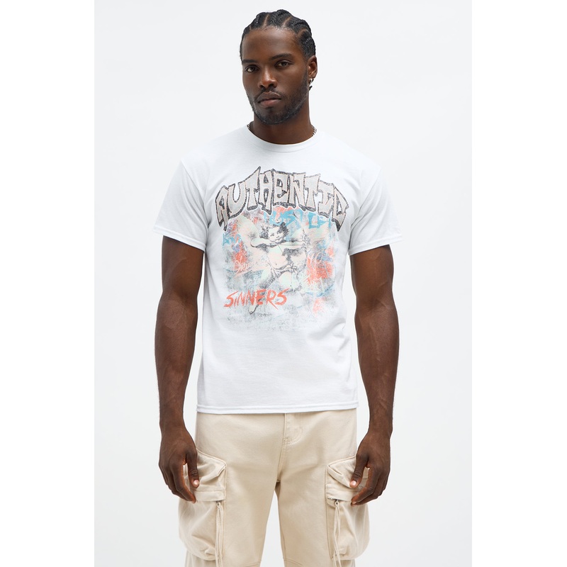 Authentic Sinners Oversized Short Sleeve Tee – White