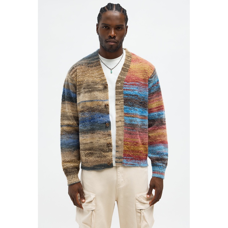 Cameroonian Textured Cardigan – Brown/combo