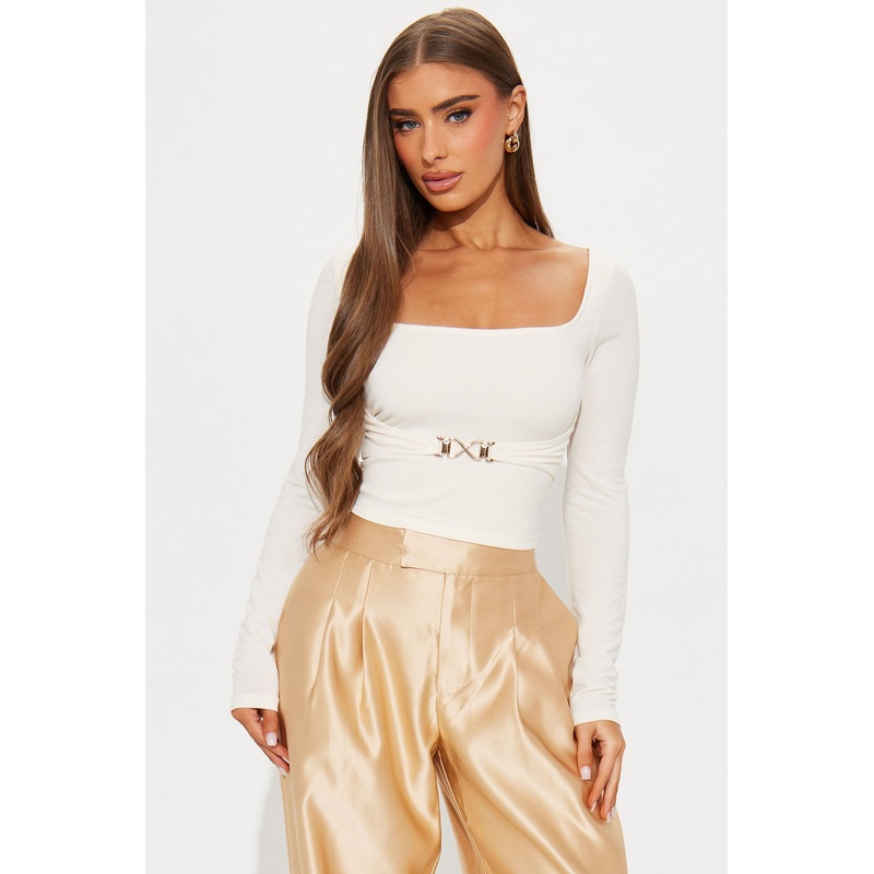 Cece Long Sleeve Top – Ivory