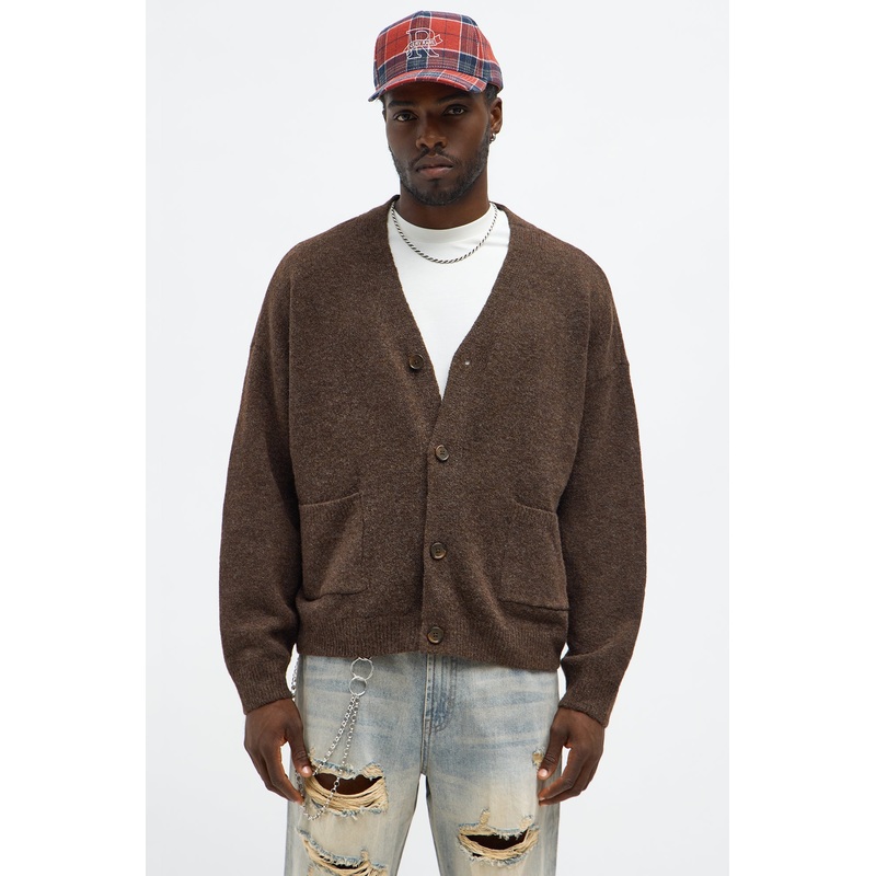 Cropped Harbor Ash Cardigan – Brown
