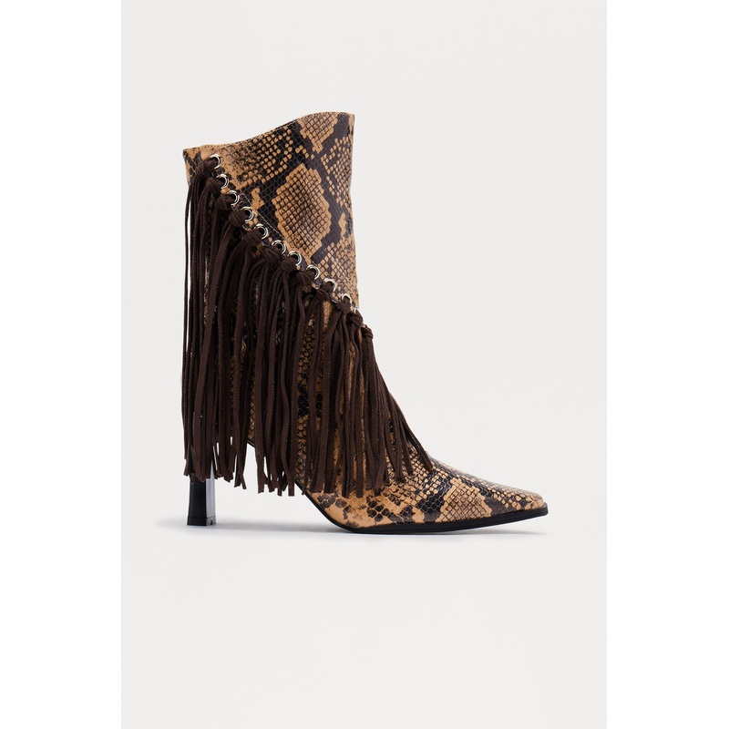 Dolly Fringe Booties – Beige