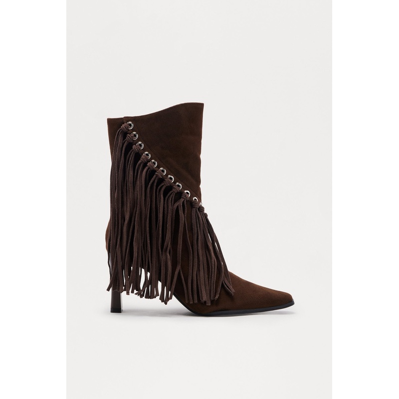 Dolly Fringe Booties – Chocolate