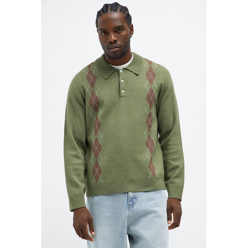 Edwin Polo Sweater – Green/combo