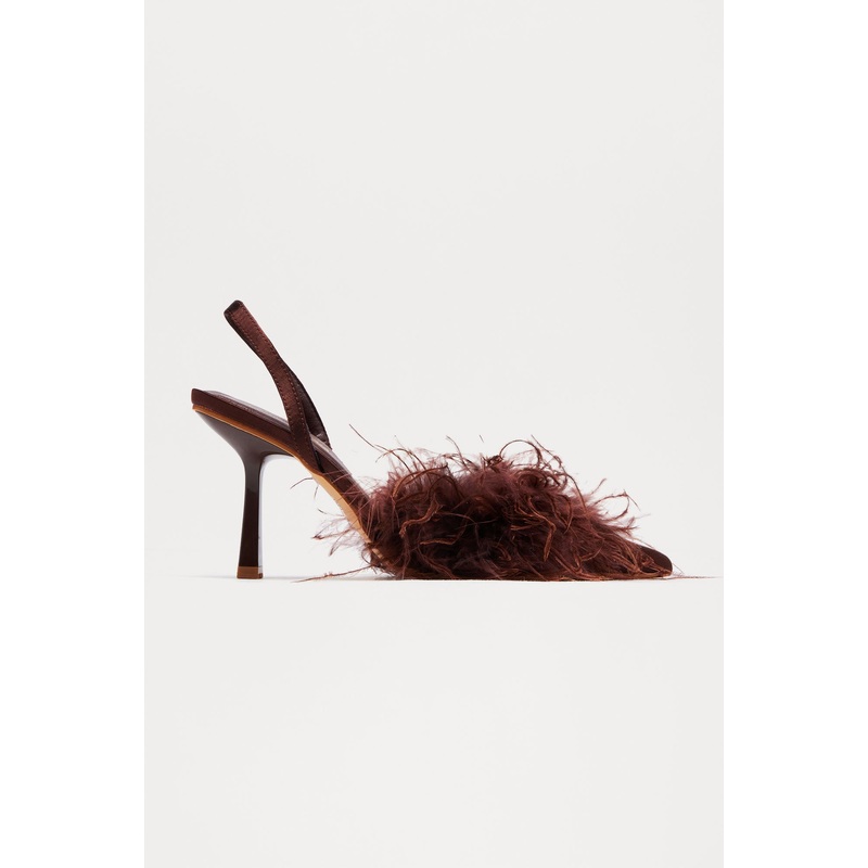 Eli Feather Slingback Pumps – Chocolate