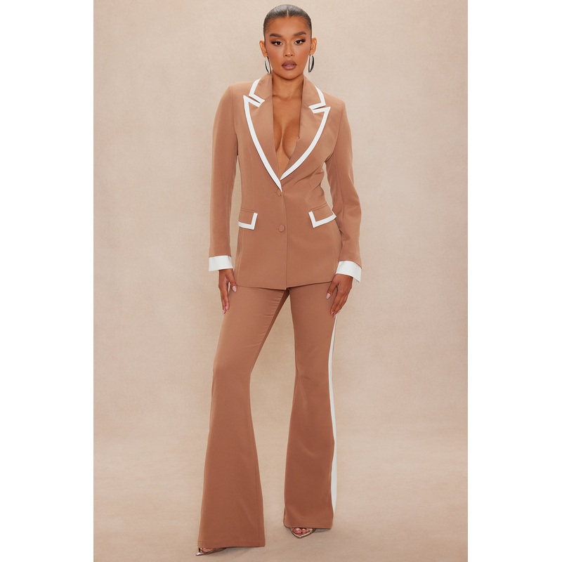 Frederica Blazer Pant Suit Set – Taupe/combo