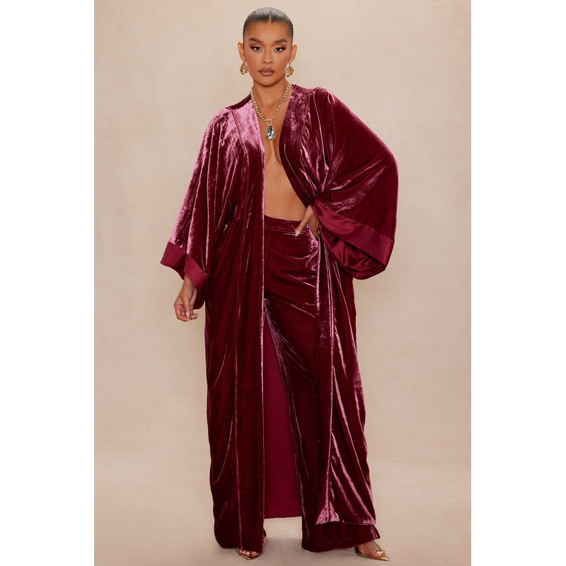 Georgia Velour Pant – Burgundy