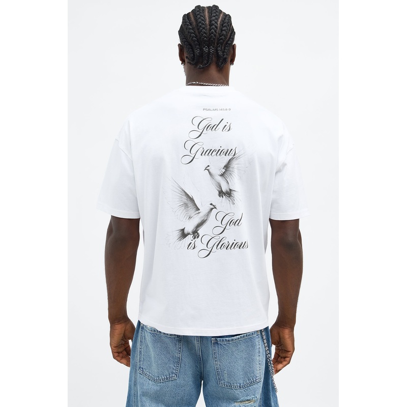 God Is Gracious Oversized Short Sleeve Tee – White