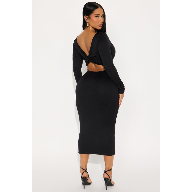 Hey You Bodycon Midi Dress – Black