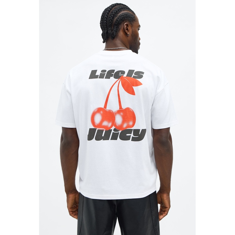 Life Is Juicy Oversized Short Sleeve Tee – White