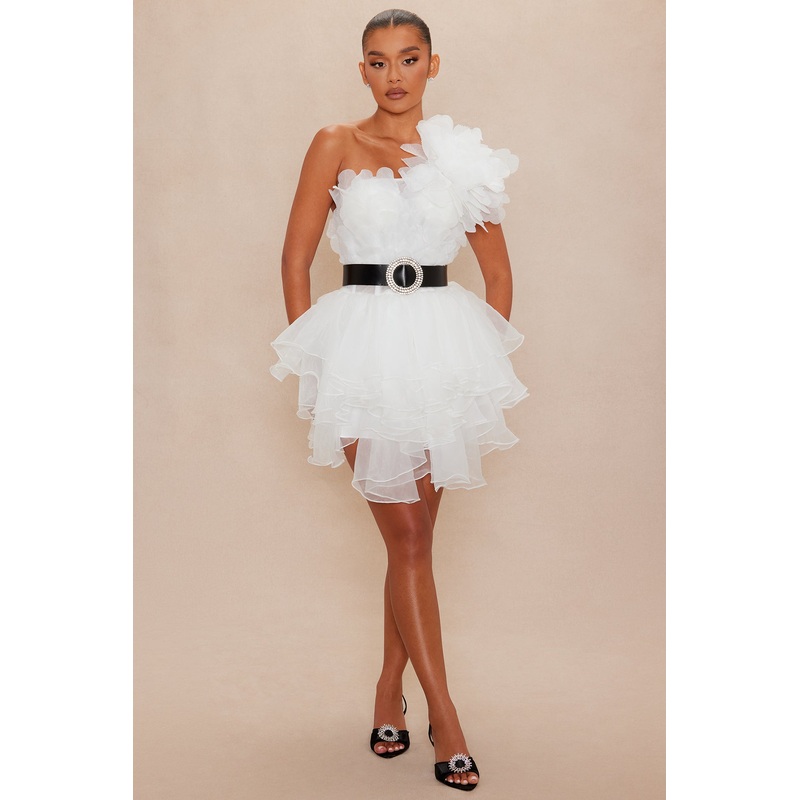 Mia Organza Mini Dress – White
