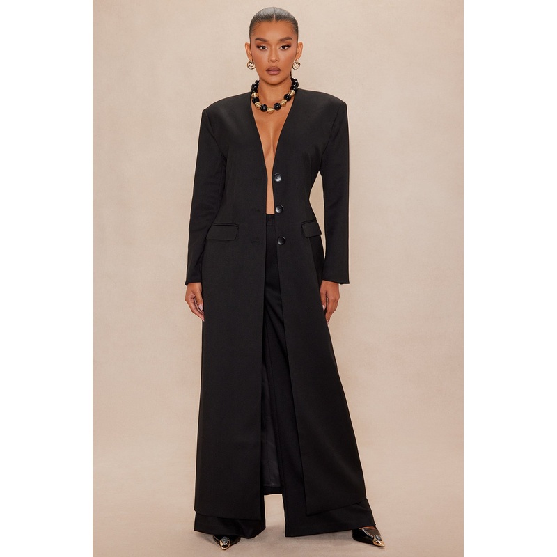 Mila Button Up Jacket – Black