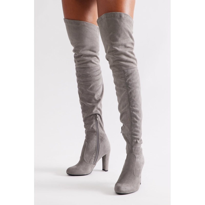 No Problems Here Over The Knee Boots – Grey