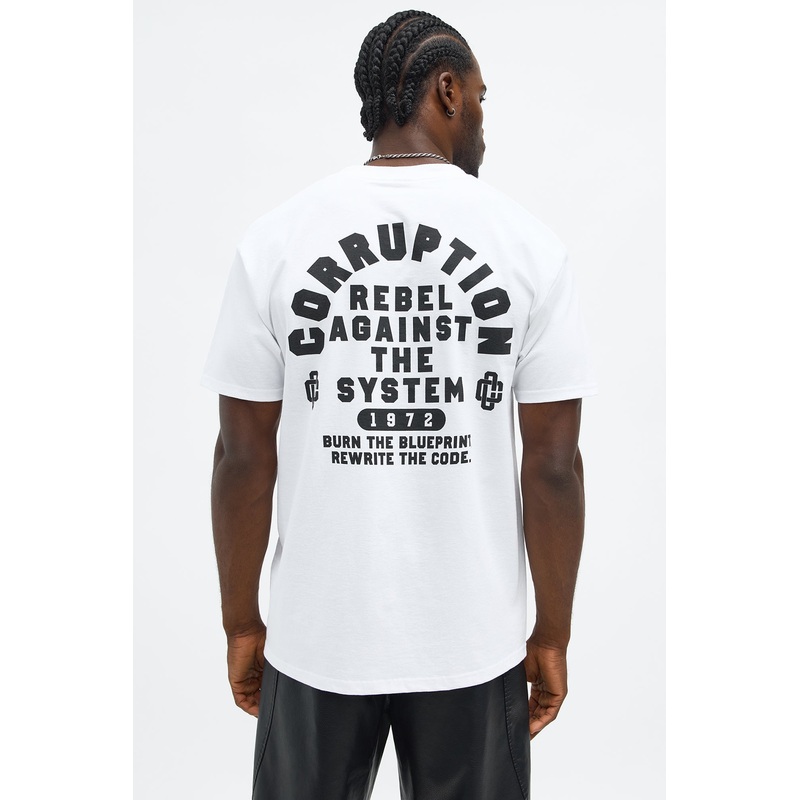 Rebel Against The System Short Sleeve Tee – White