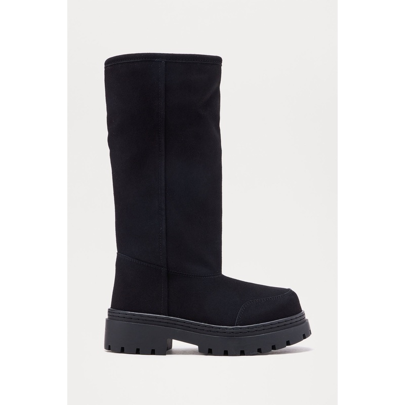 Torria Faux Suede Boots – Black