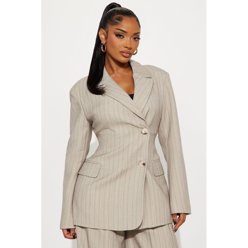 Aspen Pinstripe Fitted Blazer – Grey/combo