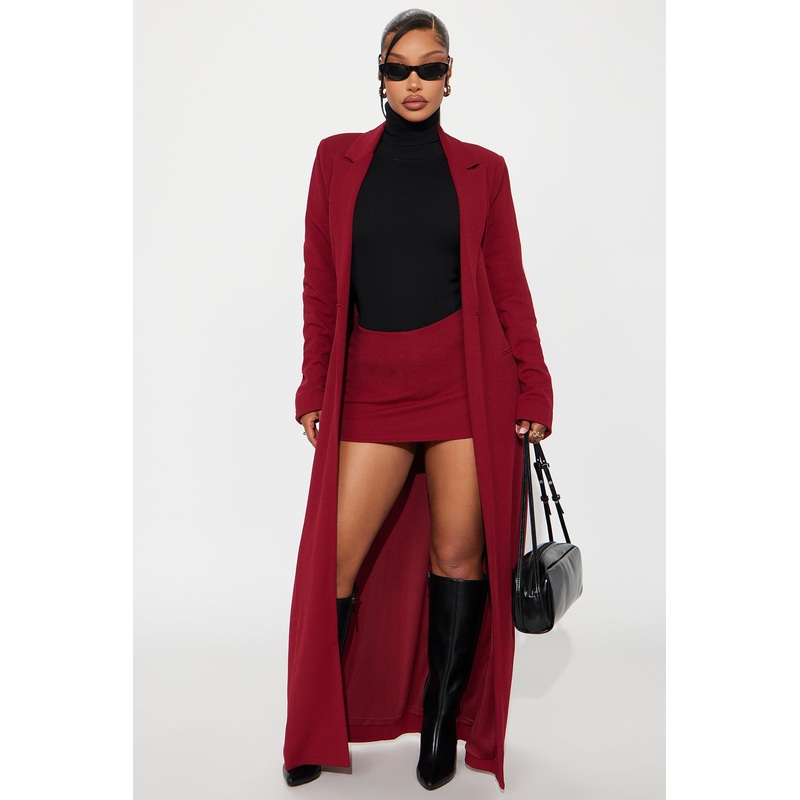 Feeling Regal Crepe Coat – Wine