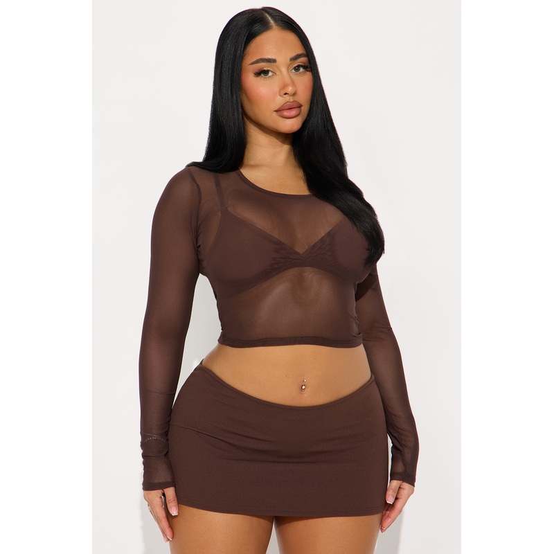 Monica Mesh Top – Chocolate
