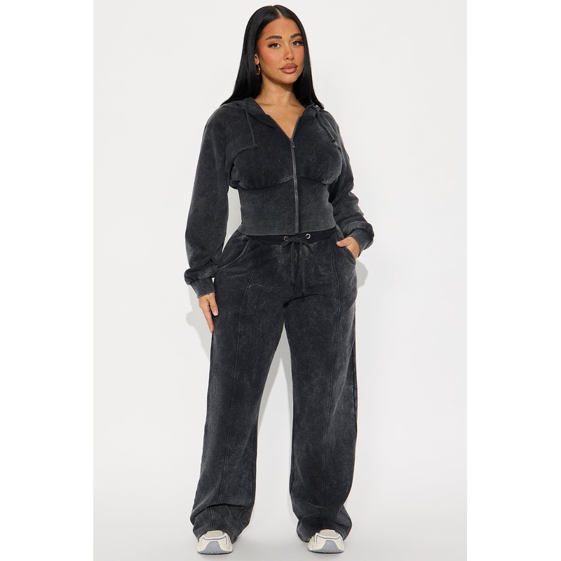Mood All Day French Terry Pant Set – Charcoal