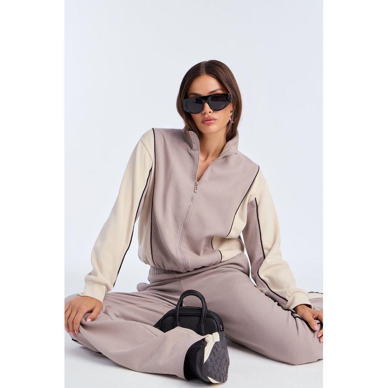 Set The Pace Ponte Track Pant Set – Taupe