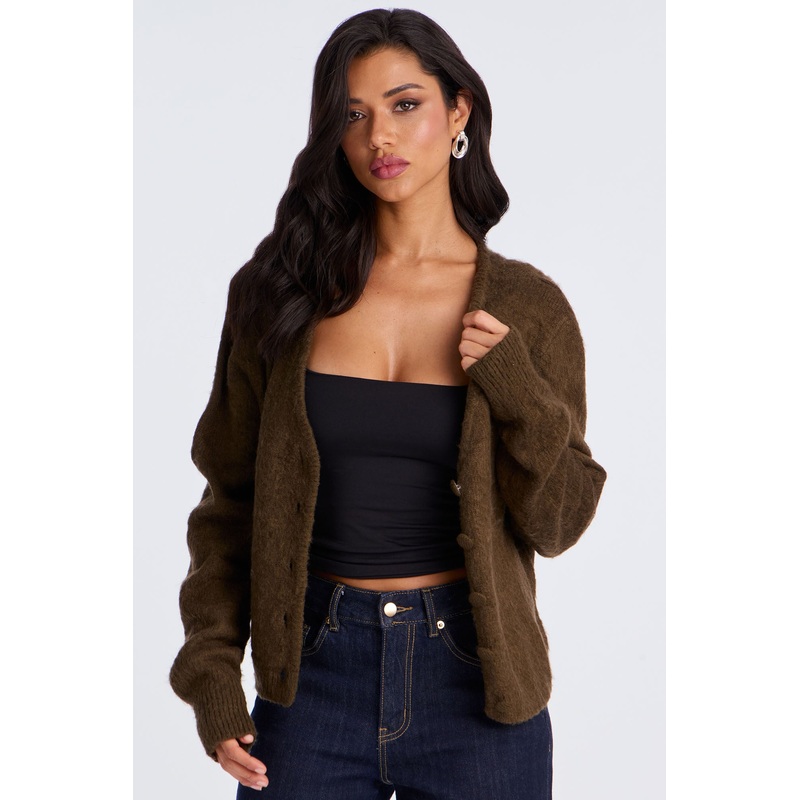 Yours To Keep Washed Cardigan – Olive