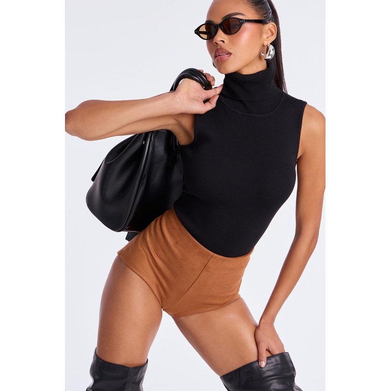 Alix Faux Suede Hot Short – Camel