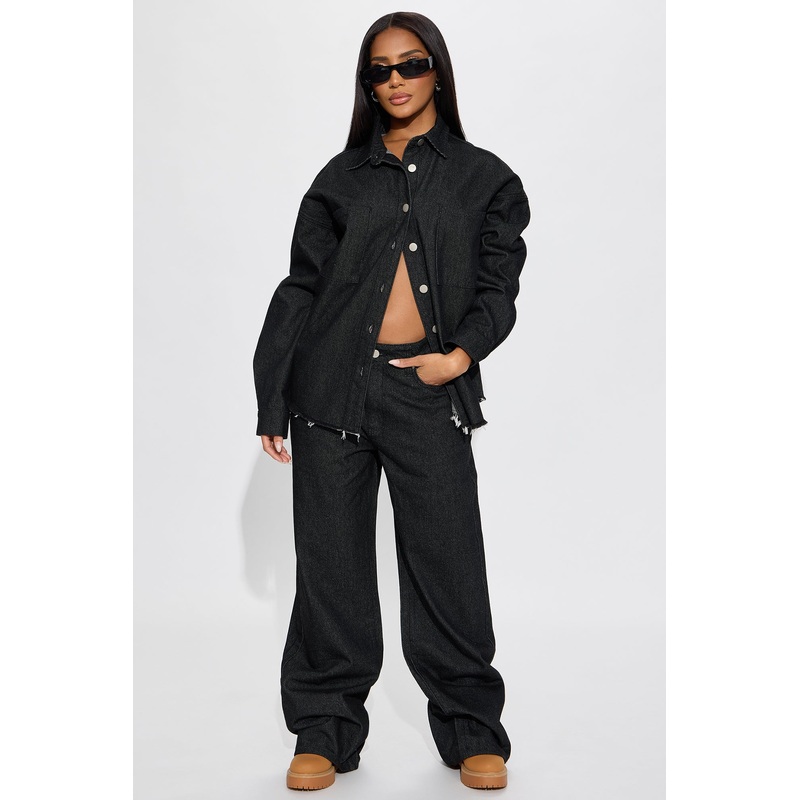 Audrey Denim Pant Set – Black