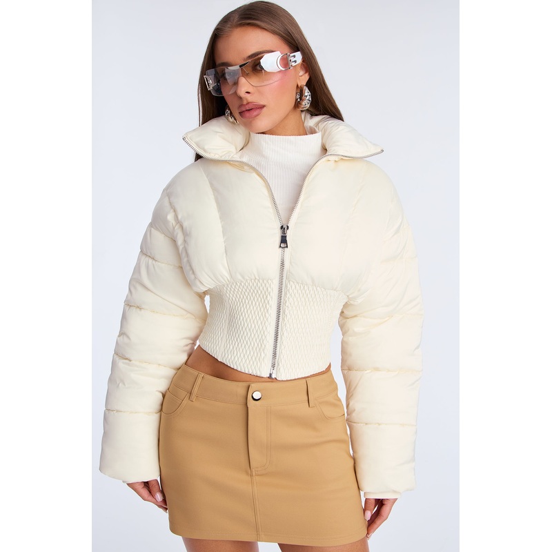 Body Language Corset Puffer Jacket – Cream