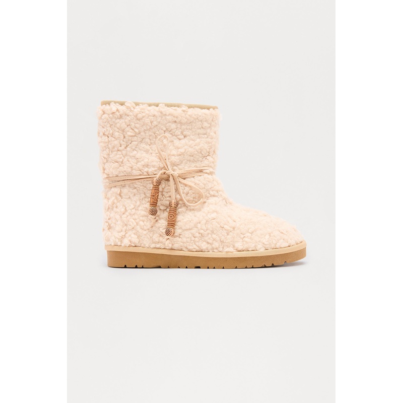 Calgary Faux Fur Booties – Nude