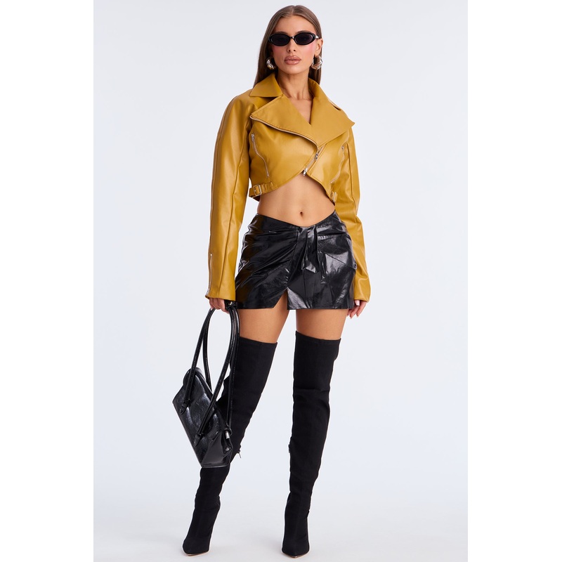 Don’t Get It Twisted Faux Leather Micro Mini Skirt – Black