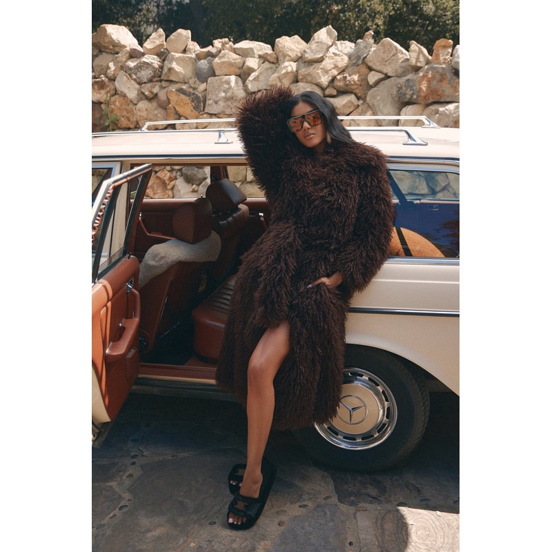 Glamour Rush Faux Fur Coat – Chocolate