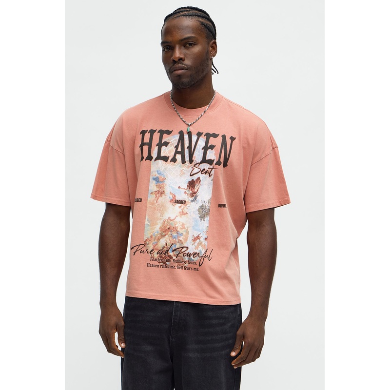 Heavens Sent Oversized Short Sleeve Tee – Coral