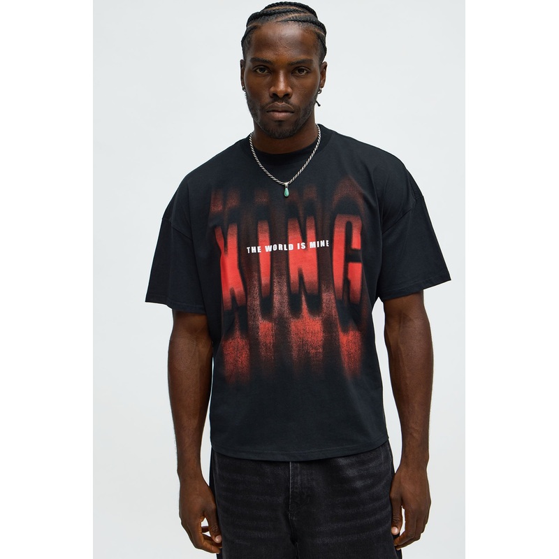 King The World Is Mine Oversized Short Sleeve Tee – Black