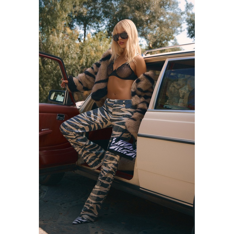 Savanna Whisper Faux Fur Animal Print Coat – Taupe/combo