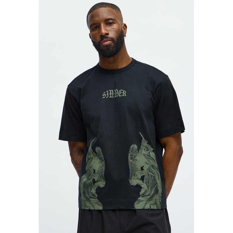 Sinner Front Back Tee – Black