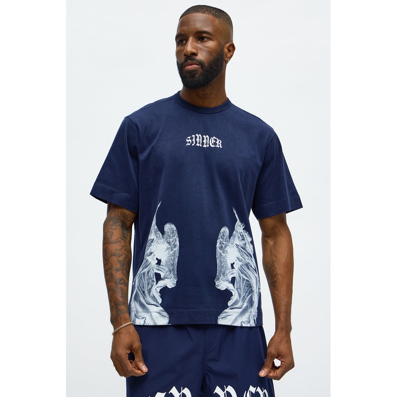 Sinner Front Back Tee – Navy