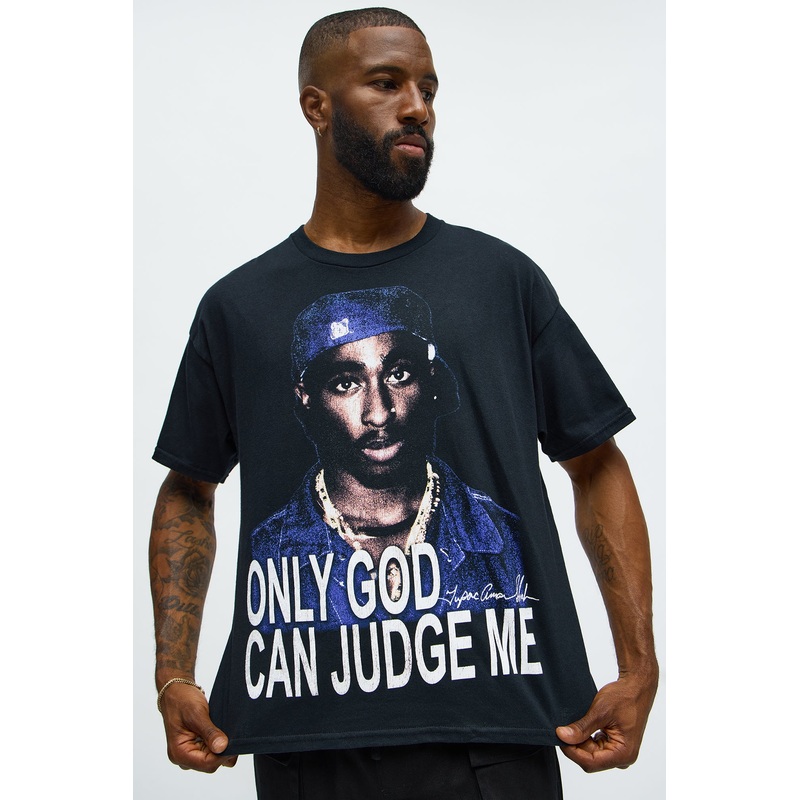 Tupac Only God Can Judge Me Oversized Short Sleeve Tee – Black