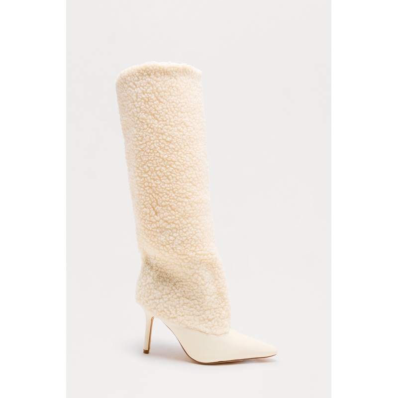 Winnipeg Sherpa Knee High Boots – Cream