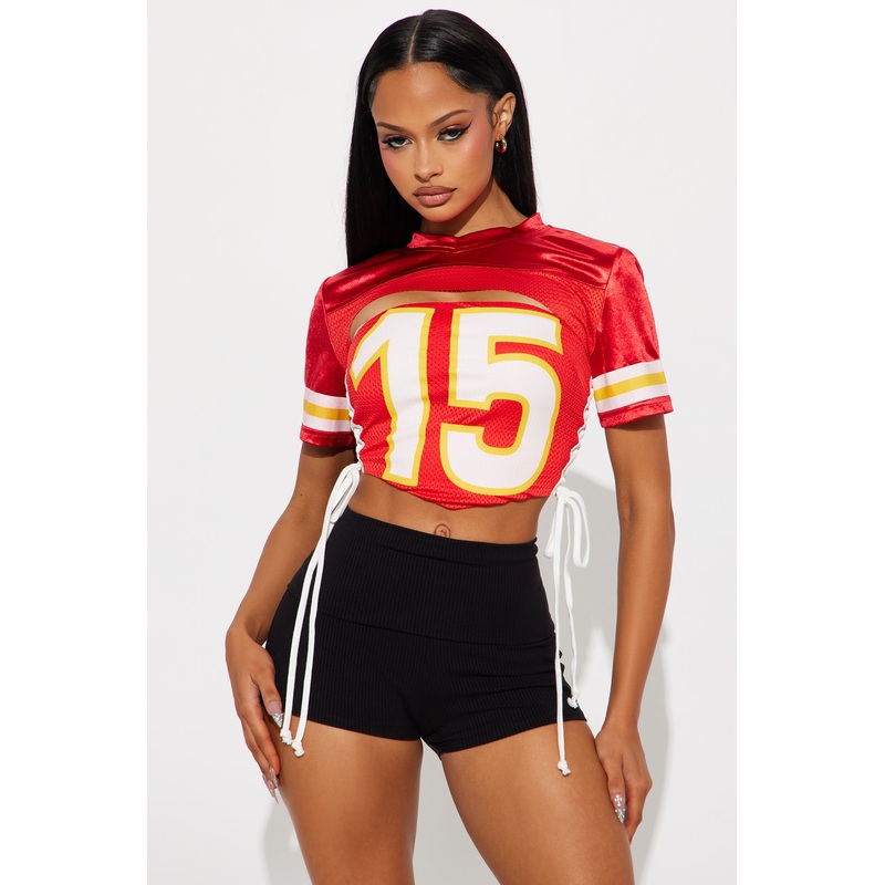 15 Game Day 2 Piece Cropped Jersey – Red
